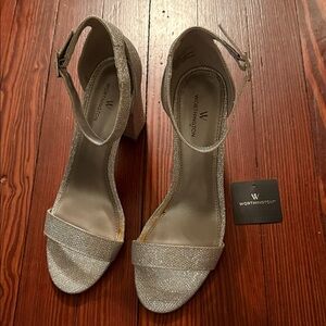 Worthington Silver Ankle Strap Heels